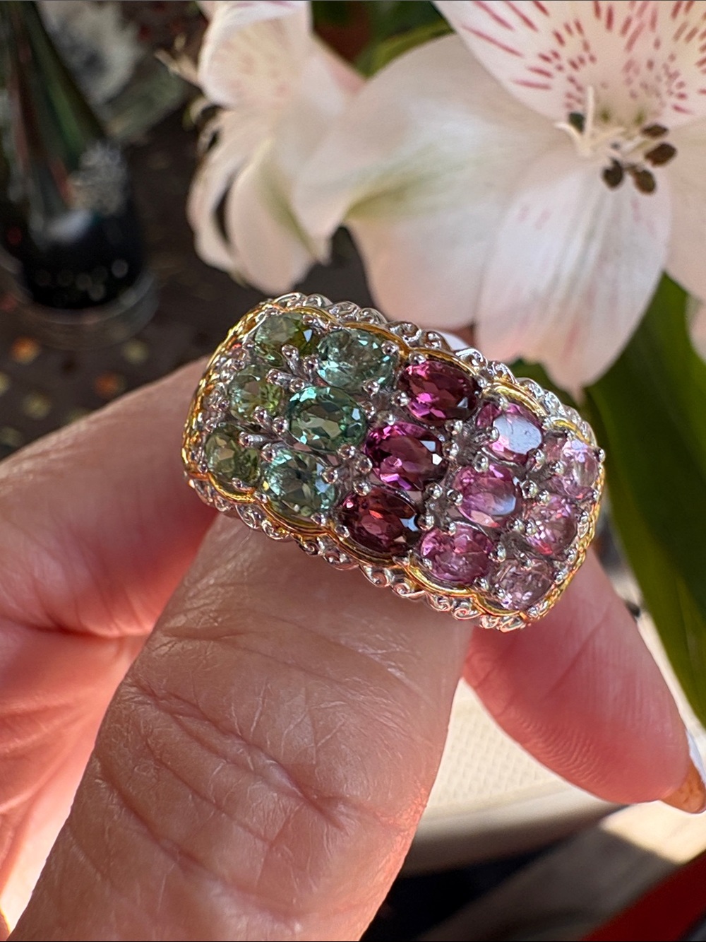 Size 12 Gems En Vogue Multi Color Tourmaline Ring